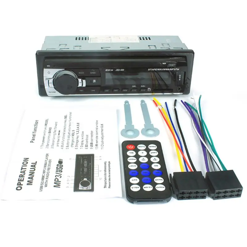 12 в 1 Din JSD-520 автомобиль радио USB TF MP3 WMA плеер с радиоприемник автомобиля