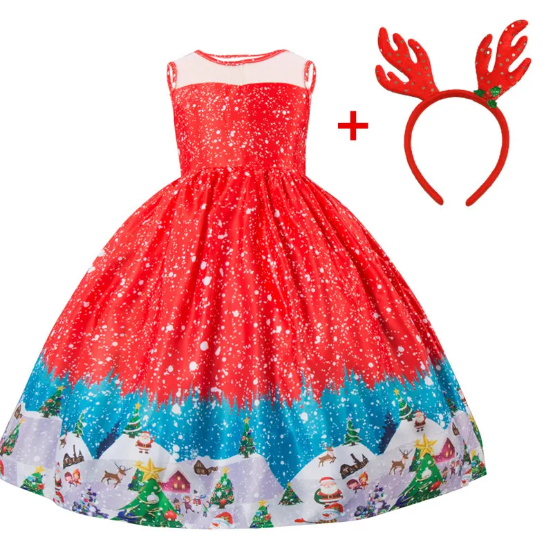 Рождественское платье платья для девочек с принтом Санта Клауса новогодний