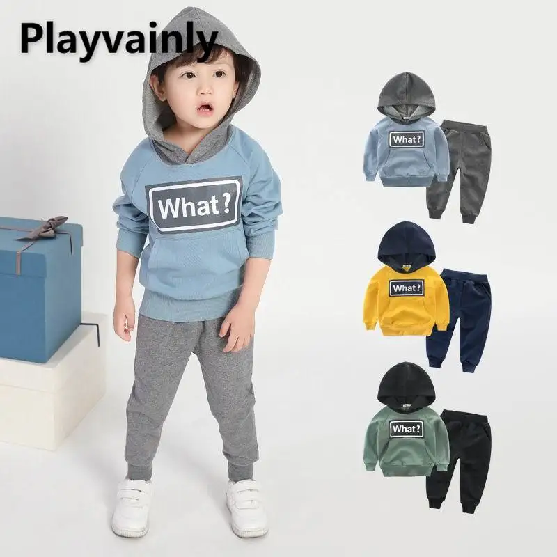2021 Spring and Autumn Boys Children Suits cotton Long Sleeve hoodie +Sports Pants 2pcs Set Boy Clothes E3609 | Детская одежда и