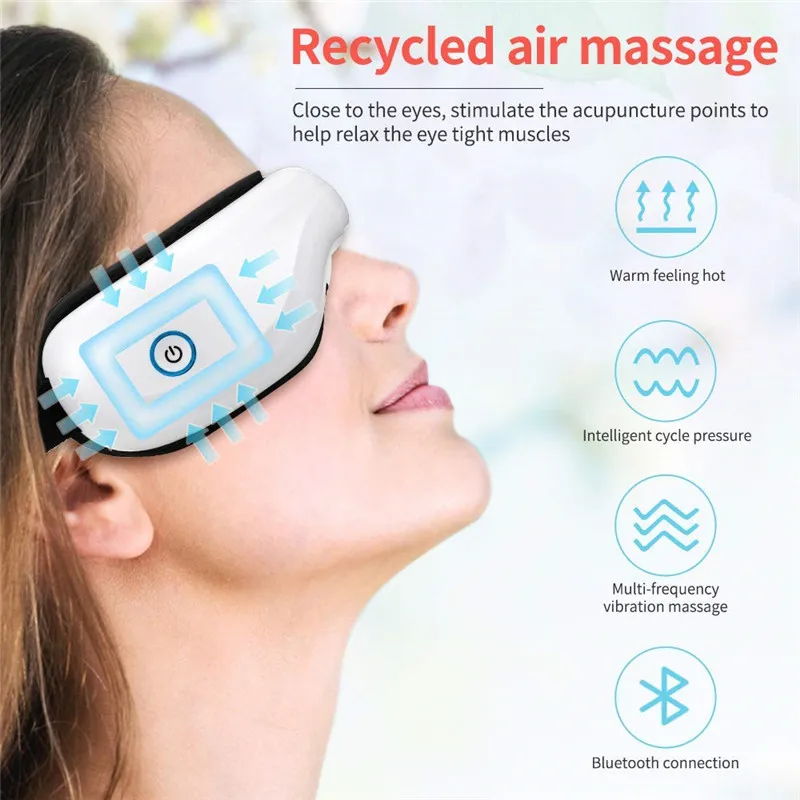Electric Eye Massager Air Pressure Vibrator Massager Bluetooth Eye Care Device Wrinkle Relieve Hot Compress Therapy Glasses