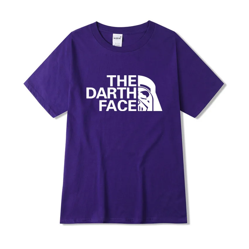 Летние новые модные мужские футболки Звездные войны Дарт лицо Футболка хлопок Высокое качество Повседневная футболка с коротким рукавом - Цвет: Purple2
