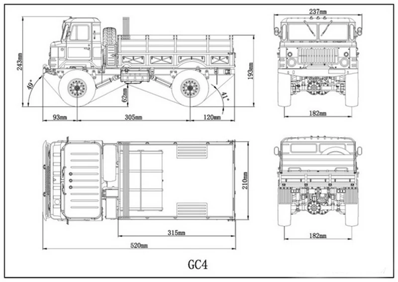 Силовая модель грузовика GC4 1/10 четырехколесный симулятор внедорожного альпинизма автомобильный комплект cs-90100022