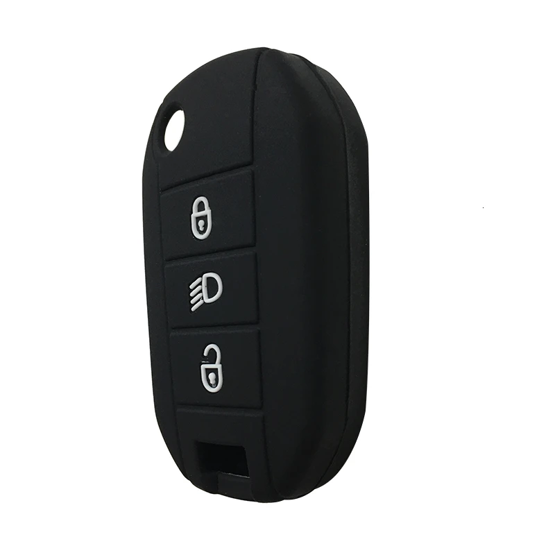 Черный Funda Llave для peugeot 208 308 3008 2008 307 силиконовый чехол для ключей для peugeot 508 407 Expert Rifter Partner автомобильный чехол для ключей Fob - Название цвета: Черный