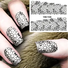 Перекрестная международная торговля стиль ногтей водная переводная наклейка палка полностью черный и белый с рисунком маленький цветок ногтей