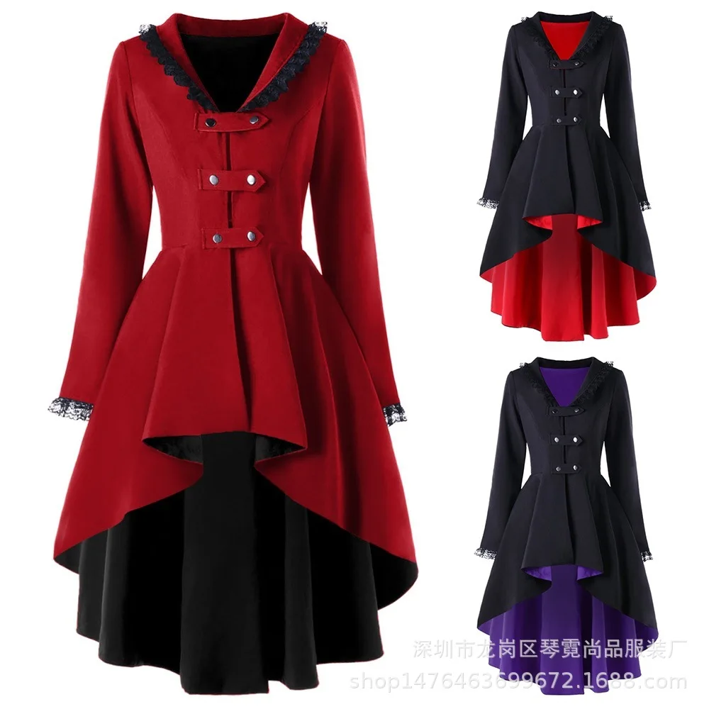 Hot Vintage Steampunk Tailcoat Women's Jacket Gothic Victorian Lace Up Coat | Женская одежда