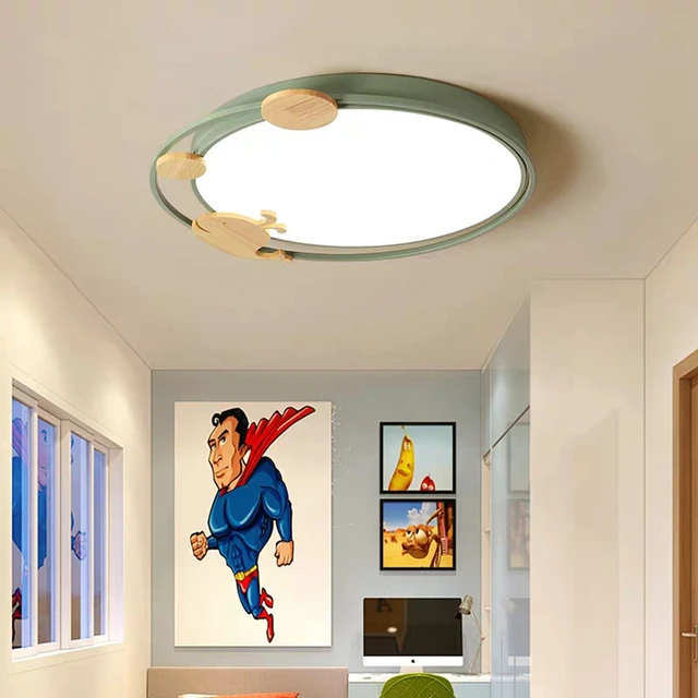 Plafonnier rond ventilateur LED en bois acrylique 5 modèles salon