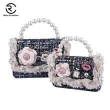 Редкие креативные жемчужные сумочки для девочек, женские сумочки, известный бренд, сумка через плечо с цветочным рисунком, на цепочке, милые сумки через плечо, женская сумка QZ5002