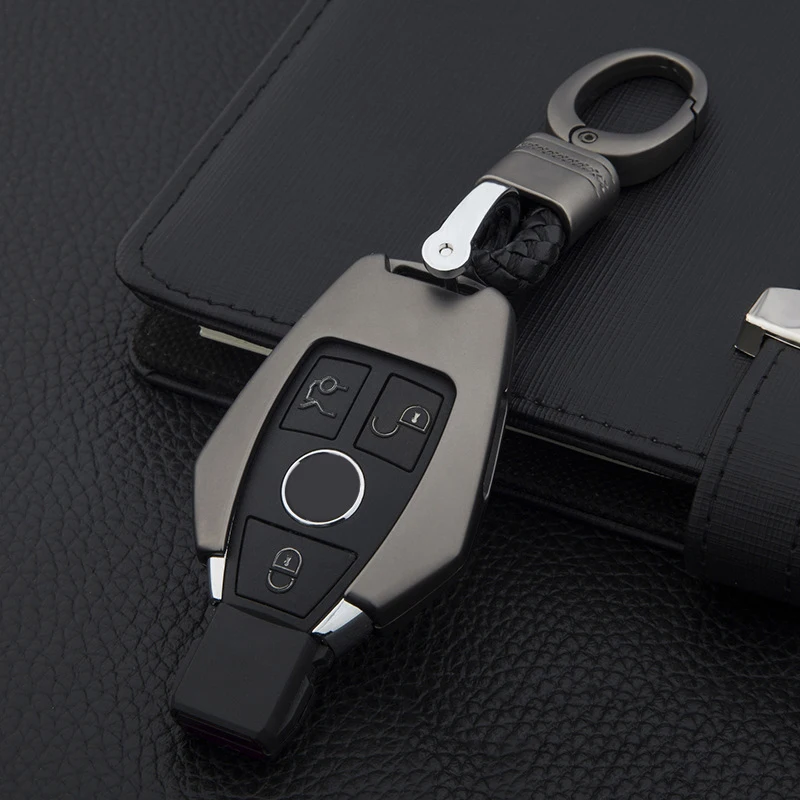 

1pc Car Key Fob Case Cover 2/3 Button High Quality 14*4cm Alloy For Mercedes GLK300 E260L GLA CLS GLK Car Key Case Keychain