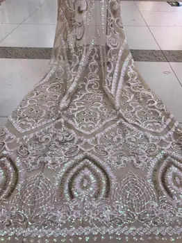 

CiCi-9.8907 embroidered Mesh Tulle fabric Factory price sequins Nigerian lace fabrics