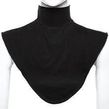 Womens muçulmano modal jérsei algodão falso colar islâmico hijab gola alta capa de pescoço mais quente brilhante cor sólida metade superior