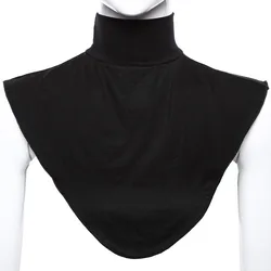Womens Muslim Modal Jersey Cotton Fake False Collar Islamic Hijab Turtleneck High Neck Cover Warmer Bright Solid Color Half Top