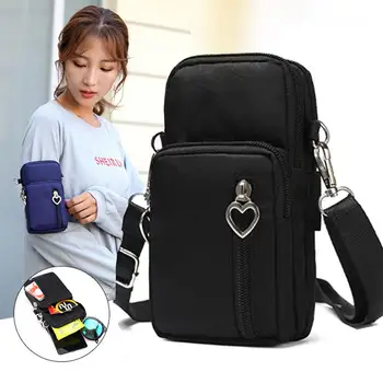 

2020 Waterproof Fashion Mini Shoulder Hand Bags Women Mobile Phone Messenger Bag With Heart Shaped Zipper Sports Arm Pouch Bag