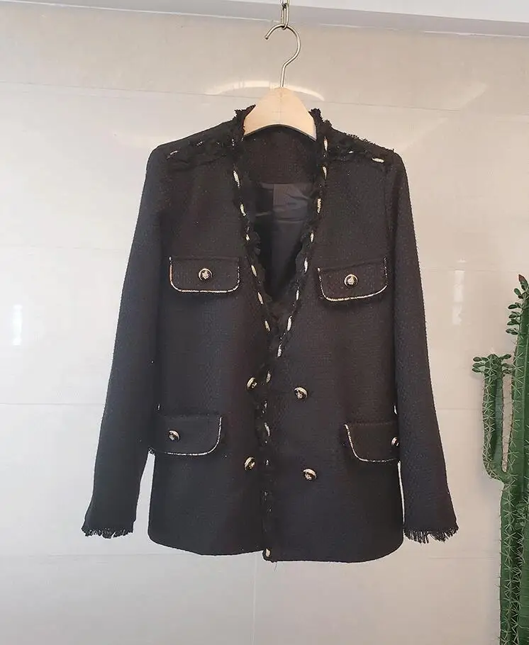 Mujer Elegante, женские пальто, Осень-зима, шерсть, куртки с v-образным вырезом, Аппликации, широкая талия, женские пальто