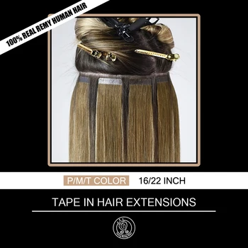 Nastro nell'estensione dei capelli s capelli umani 100% vera estensione dei capelli umani Remy Balayage evidenzia il colore 2.0 g/pezzo 16 18 20 22 pollici