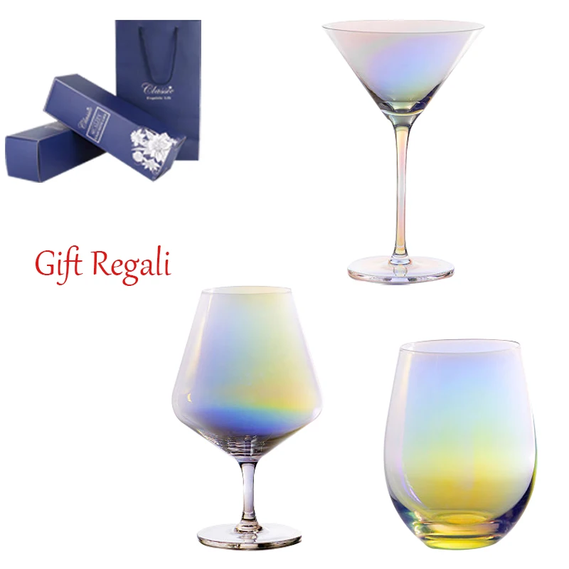 Wine glass Вино Стекло бокал для шампанского Стекло ионного осаждения бытовой Красное вино коктейль Стекло Коктейльные Вечерние свадебные Стекло цветной Кристальный стеклянный - Цвет: Wine glass