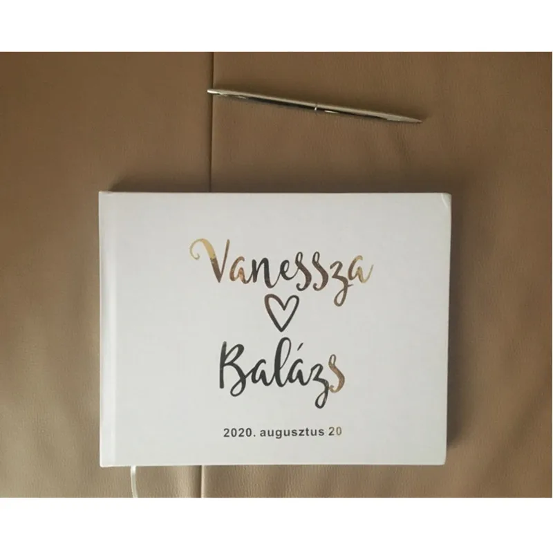 Personalized Guest Book Gold Calligraphy Alternative Guestbook Names and Date Wedding Journal A5 B5 size birthday ablum