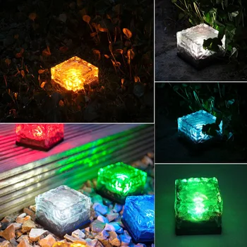 

CHICLITS Solar Glass Ice Brick LED Light Outdoor Waterproof Ground Lawn Yard Lamp Garden Square Decoration Security Lamps New