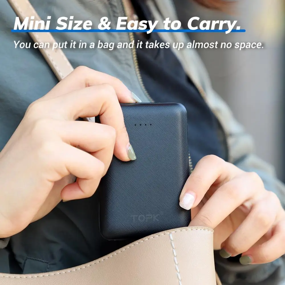  TOPK Mini Power Bank 10000 mAh Battery External Bank Portable Charger Powerbank for iPhone Xiaomi S