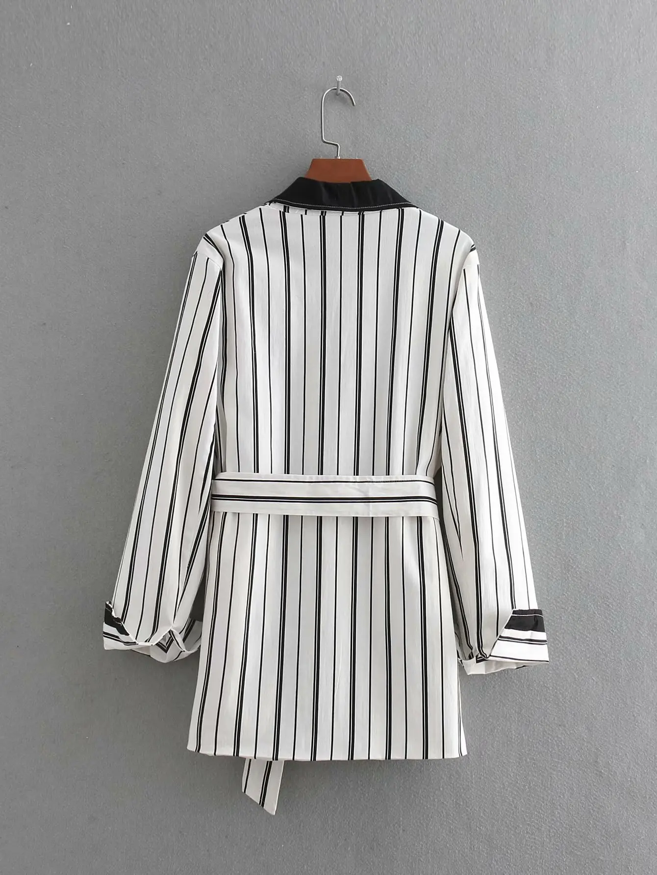 

2018 Spring And Summer New Style Ozhouzhan Stripes Belt Suit Women's Suit Coat Bgb8337