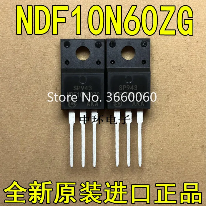 

10pcs/lot NDF10N60ZG TO-220F FET 6A 600V