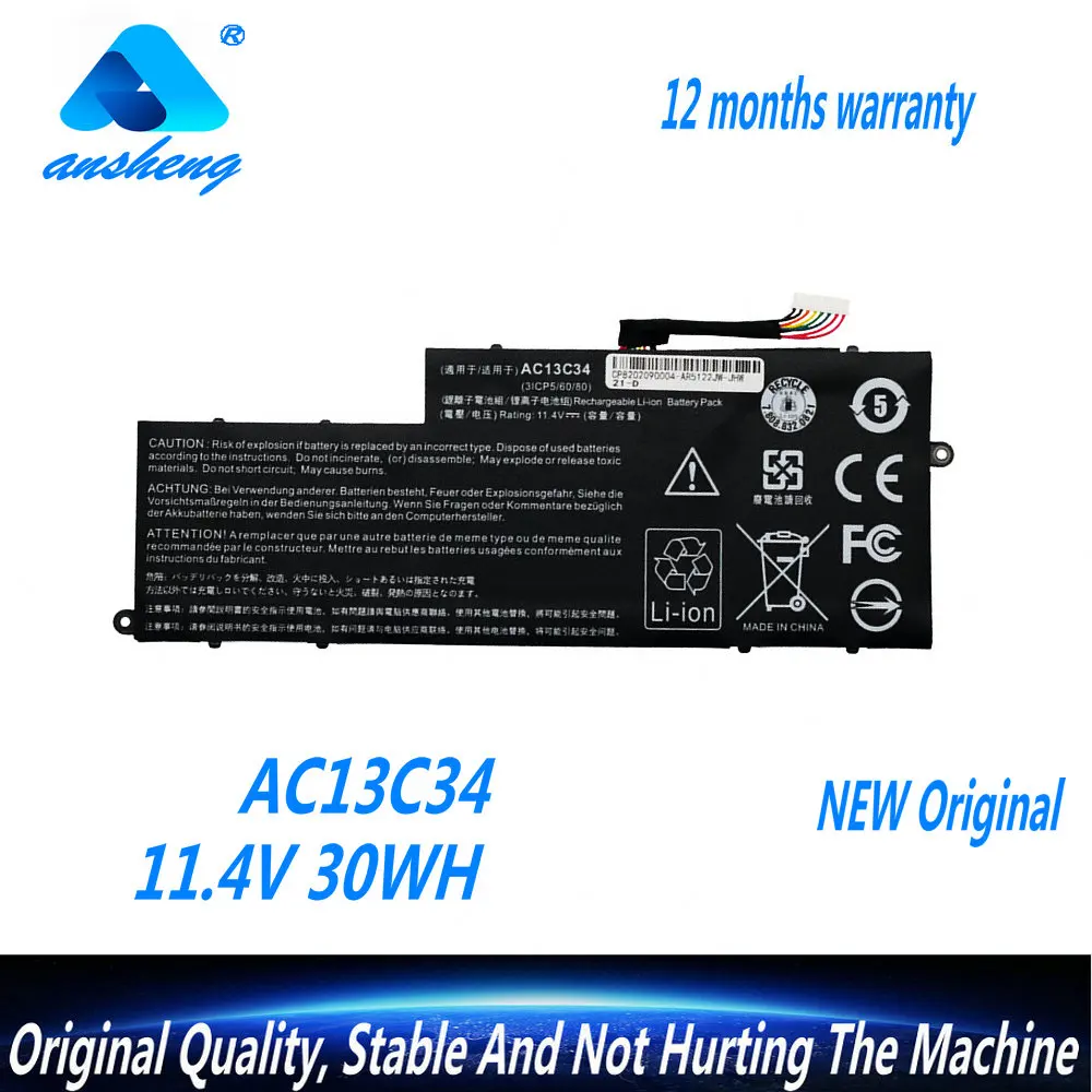 

Genuine AC13C34 Laptop Battery For Acer Aspire V5-122P V5-132 E3-111 E3-112 ES1-111M MS237 KT.00303.005 11.4V 2640mAh/30WH