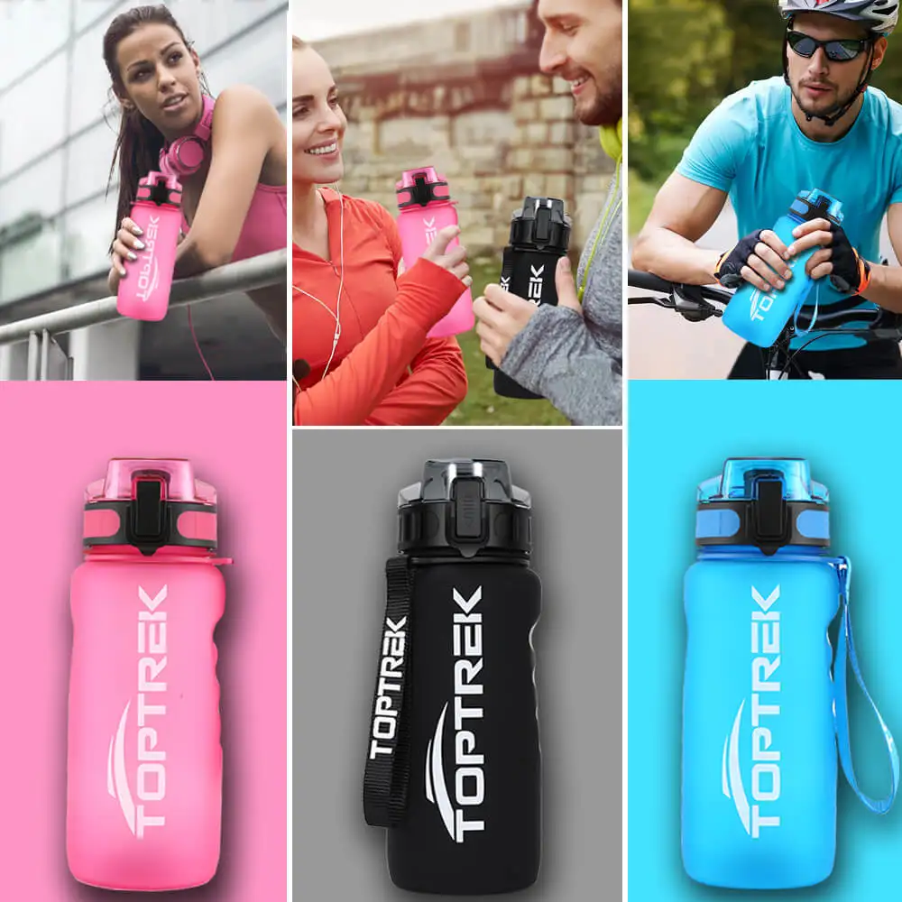 Toptrek Sport Water Bottle 650ML/1000ML BPA Free Drinkware Outdoor Drinking Waterbottle Protein Shaker Leak-Proof My Drink Bottl water bottle sports bottle