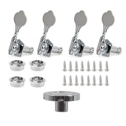 1X Pure Vintage -Style Jazz Bass/Precision Bass String Guide - Chrome & 4Pcs Guitar Tuning Pegs Electric Bass Tuner Peg