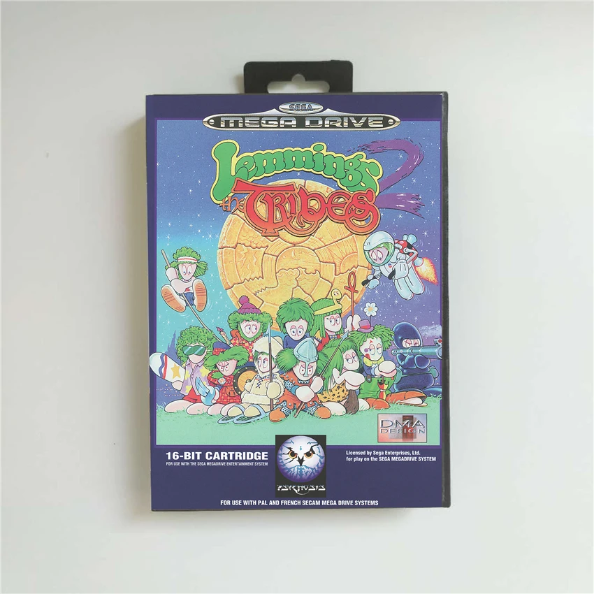 

Lemmings 2 The Tribes - EUR Cover With Retail Box 16 Bit MD Game Card for Megadrive Genesis Video Game Console