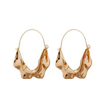 

Geometric Irregular Metal Wind Alloy Basket Hoop Earrings Simple Female Gold Color Popular Leaf Accessories Earrings Women Party