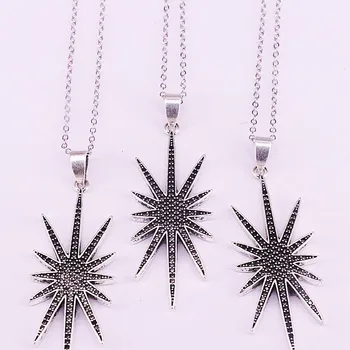 

5pcs, Hot Sales Black CZ Micro Pave Star Pendants Metal Chain Necklace elegant Fashion Jewelry Vintage Gift For Women
