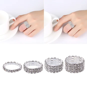 

Elastic Stretch Crystal Inlaid Unique Engagement Wedding Promise Friendship Ring