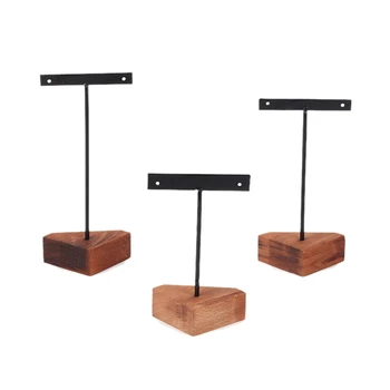 

Wooden Jewelry Storage Rack Earrings Necklace Display Stand Set Household Wrought Iron Storage Rack for Jewelry Women Gift