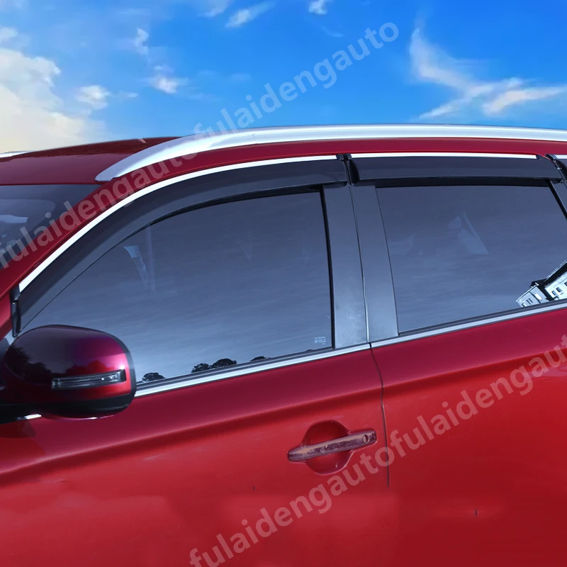 4 шт. для Mitsubishi Outlander 2013-, оконный козырек, вентиляционный козырек, защита от дождя, дверной козырек, аксессуары для стайлинга автомобилей
