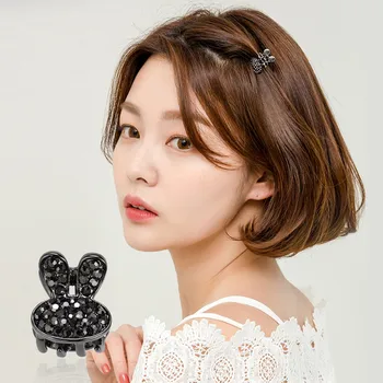 

CHIMERA Fashion Small Hair Claws Crab Black Rhinestone Cute Rabbit Hair Clips Mini Crystal Hair Accessories for Women Girls