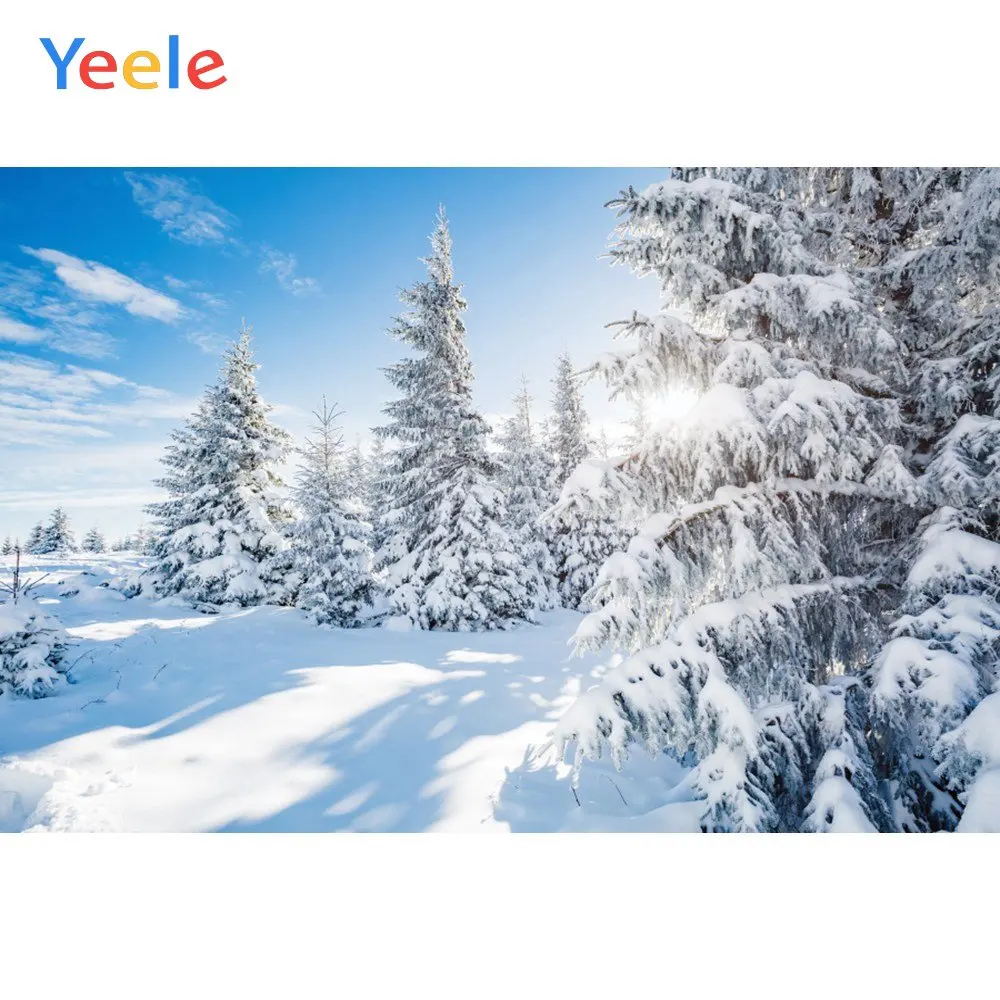 Yeele Winter Landscape Snow Pine Nice Sky Sunshine Photography Backdrop Personalized Photographic Background For Photo Studio