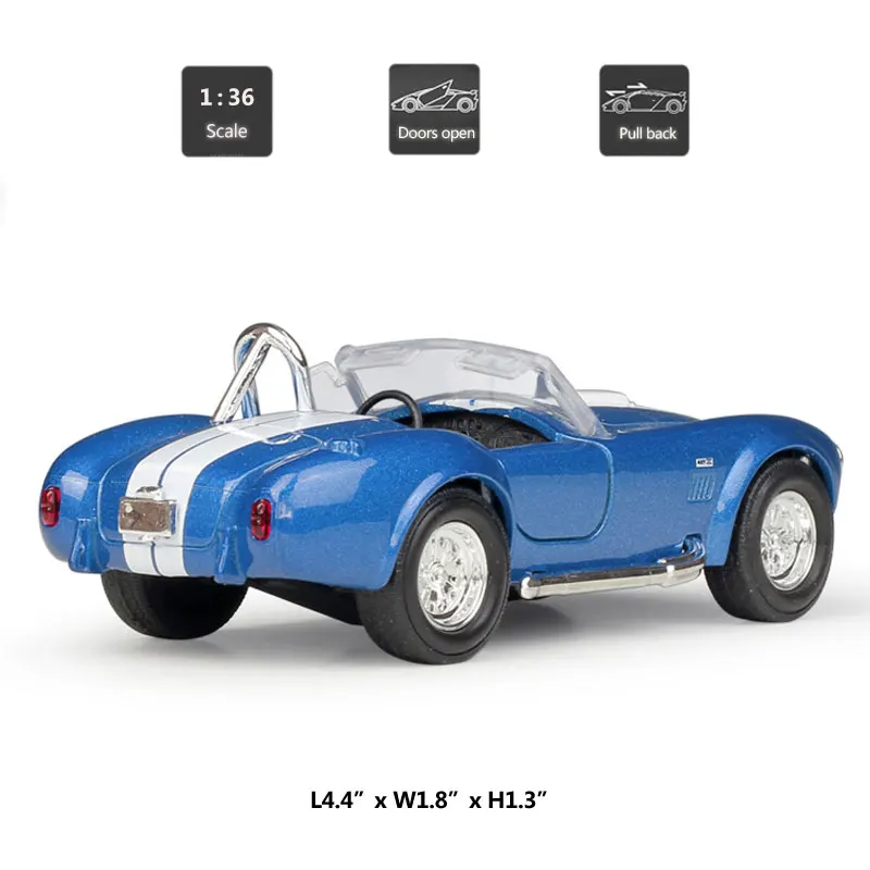 Модель игрушечного автомобиля HOMMAT 1:36 1965 Ford Shelby Cobra 427 S/C литый под давлением
