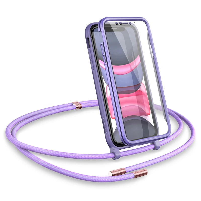 

Soft TPU Phone Case With Lanyard Necklace for iPhone 11 Cover Rope Crossbody with Long Neck Strap case Solid color Cover