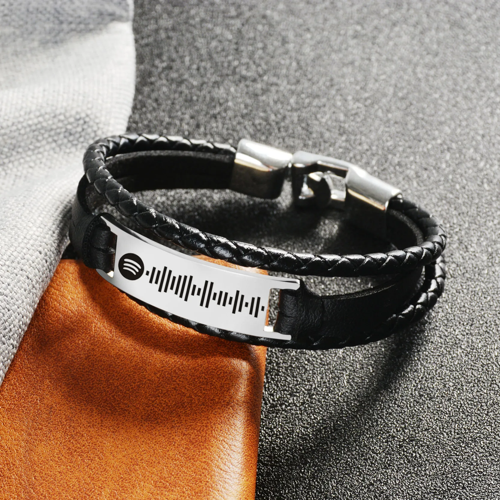 personalized music spotify code bracelet for women men leather rope bracelet custom laser engraving music song code jewelry customized bracelets aliexpress