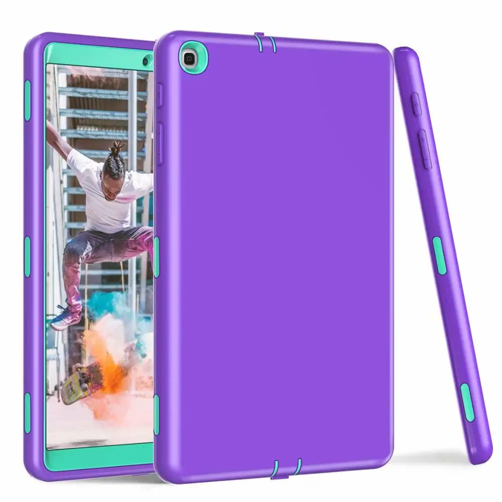 purple cyan Чехол для Samsung Galaxy Tab A 10,1 T510 T515 SM-T510 планшет ударопрочный жесткий чехол сверхмощный силиконовый прочная стойка - Цвет: purple cyan