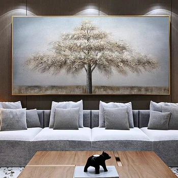 

3D Palette Knife Thick Tree Oil Painting Picture 100% Hand-painted Canvas Wall Art Modern Home Decoration Piece Unframed Artwork