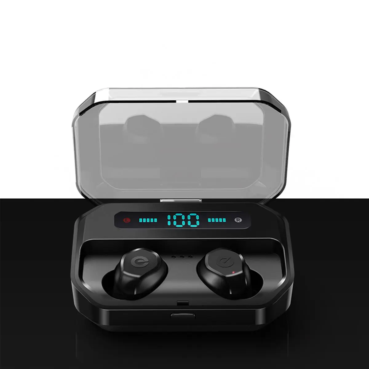 Черный TWS беспроводные наушники bluetooth 5,0, наушники с сенсорным дисплеем, спортивные стерео беспроводные наушники, гарнитура, зарядная коробка - Цвет: Черный