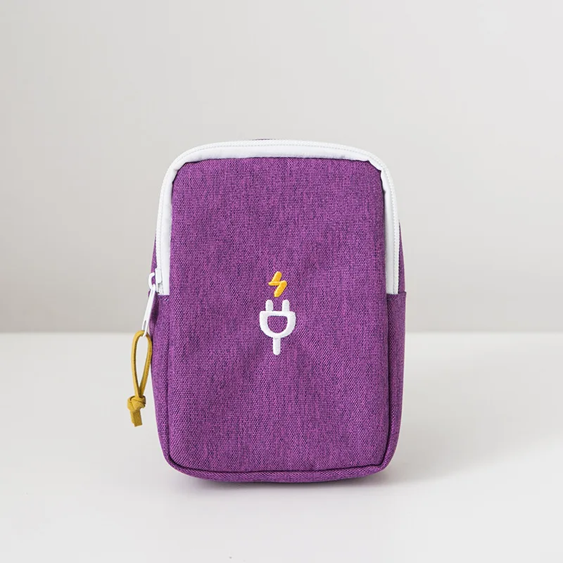 Многофункциональная Мужская цифровая сумка, линия передачи данных, Дополнительный внешний аккумулятор, посылка, портативный дорожный женский чехол, аксессуары, товары - Цвет: Purple