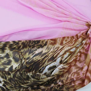 Африканская леопардовая ткань позиционный принт шифон материал для свадебного вечернего платья - Цвет: pink