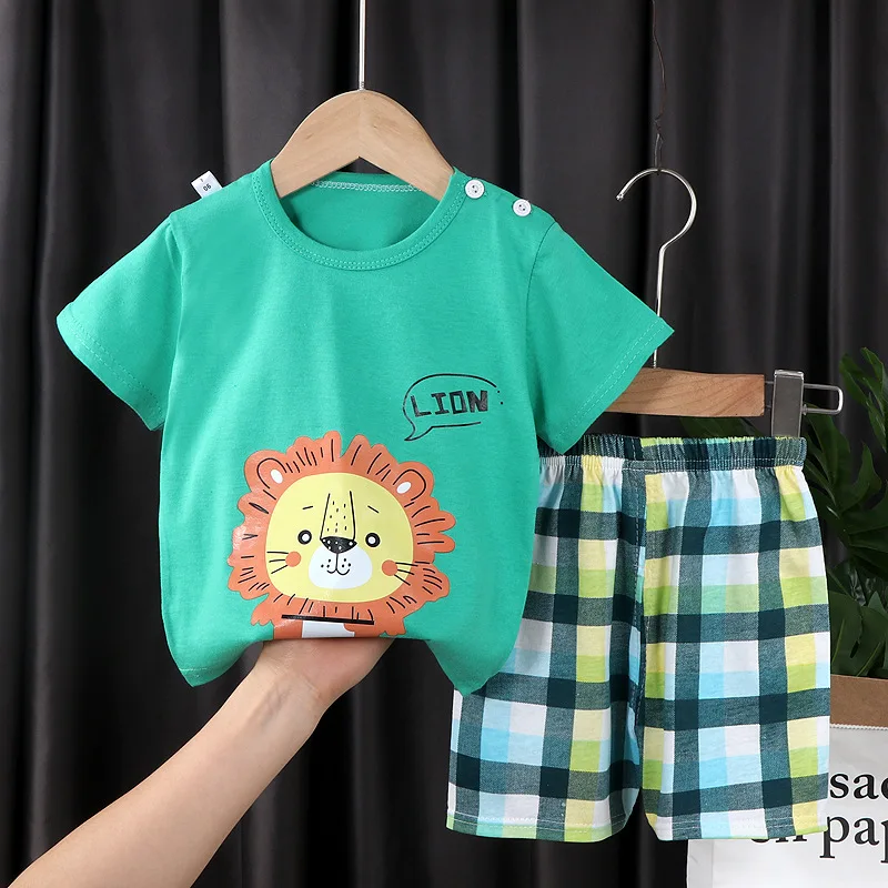 New Brand Cotton Baby Sets Leisure Sports Children Boys Girls Short Sleeve T-shirt + Shorts Sets Toddler Kids Clothing