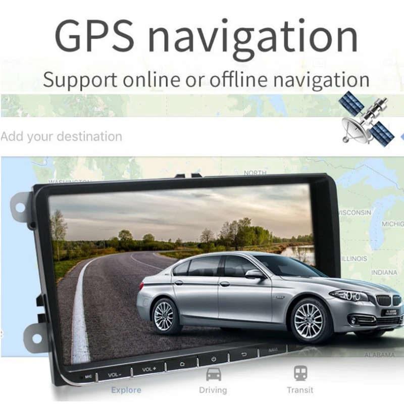 9 дюймов 2 Din автомобиль Android 8,1 gps навигация Стерео Радио мультимедийный плеер для Golf-Polo