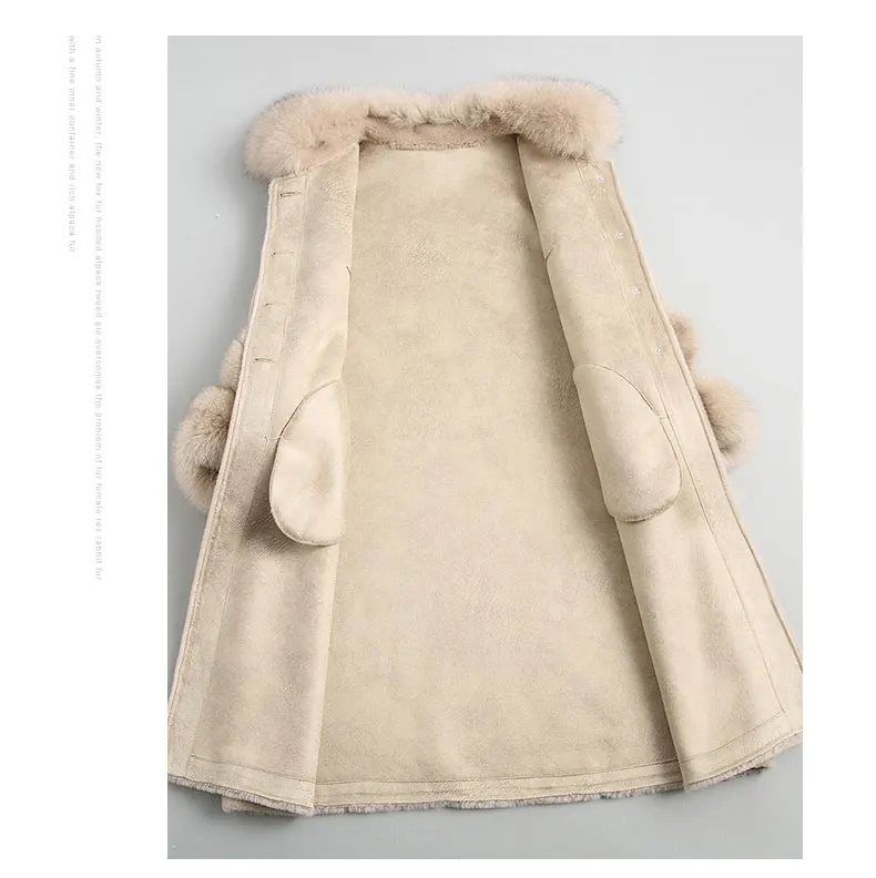 Натурального овечьего меха пальто Женская куртка зимняя куртка для Для женщин пальто с натуральным мехом с натуральный Лисий меховой воротник манжеты плюс Размеры