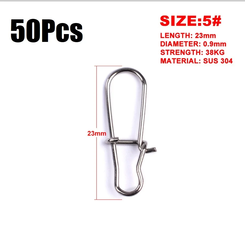 5 - 50pcs 50 шт./пакет Нержавеющая сталь быстрая защелка Замковая оснастки вращающиеся твердые кольца безопасности защелки для рыбалки разъем крюк PESCA жидкость для снятия шарнирного соединения - Цвет: 5 - 50pcs