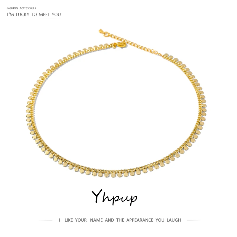 Metal Collar Necklace Jewelry Gift-Accessories Geometric-Chain Female Choker Yhpup Women