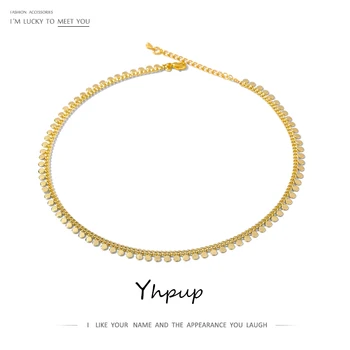 

Yhpup New Metal Collar Necklace for Women Simple Geometric Chain Necklace Copper Jewelry Female Choker Gift Accessories 2020