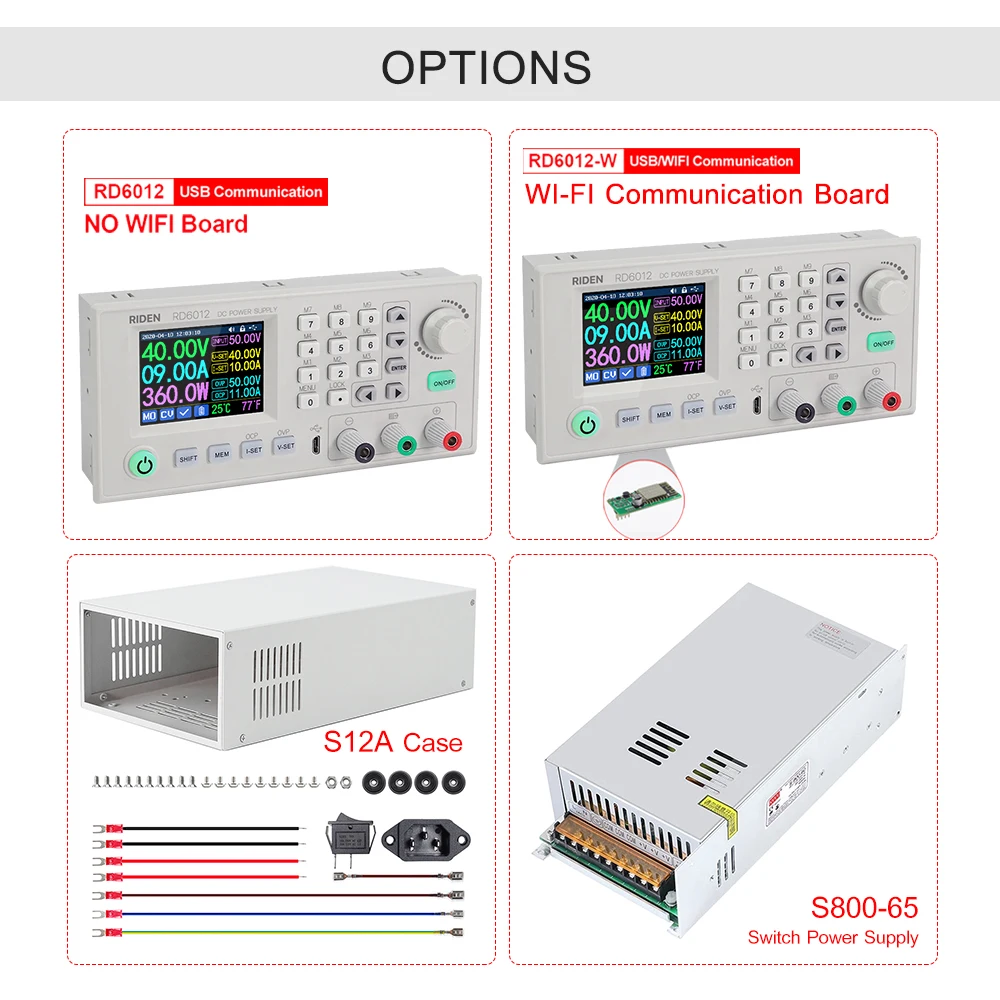 optical spectrum analyzer RD6018 RD6012 RD6012W USB WiFi DC to DC Voltage Step down Power Supply Adjustable buck converter voltmeter multimeter 65V 800W electronic digital caliper